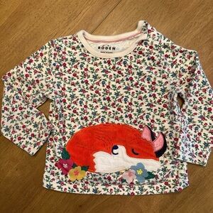 Mini Boden Kids Floral Appliqué Fox Top - Multicolor